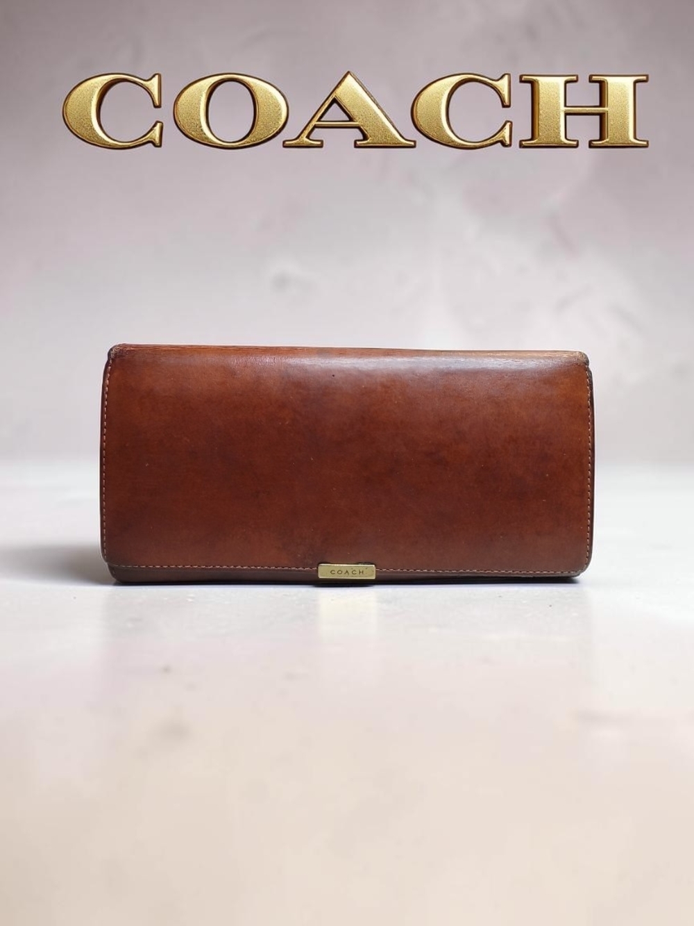 COACH Vintage water buffalo leather continental wallet Preloved With COA